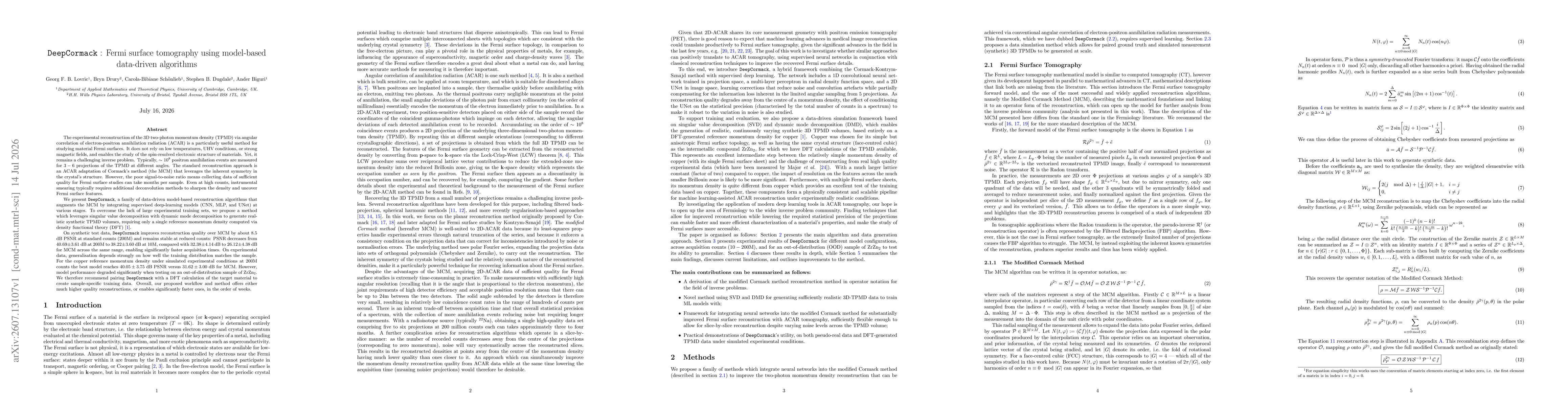 Thumbnail for DeepCormack: Fermi surface tomography using model-based data-driven algorithms