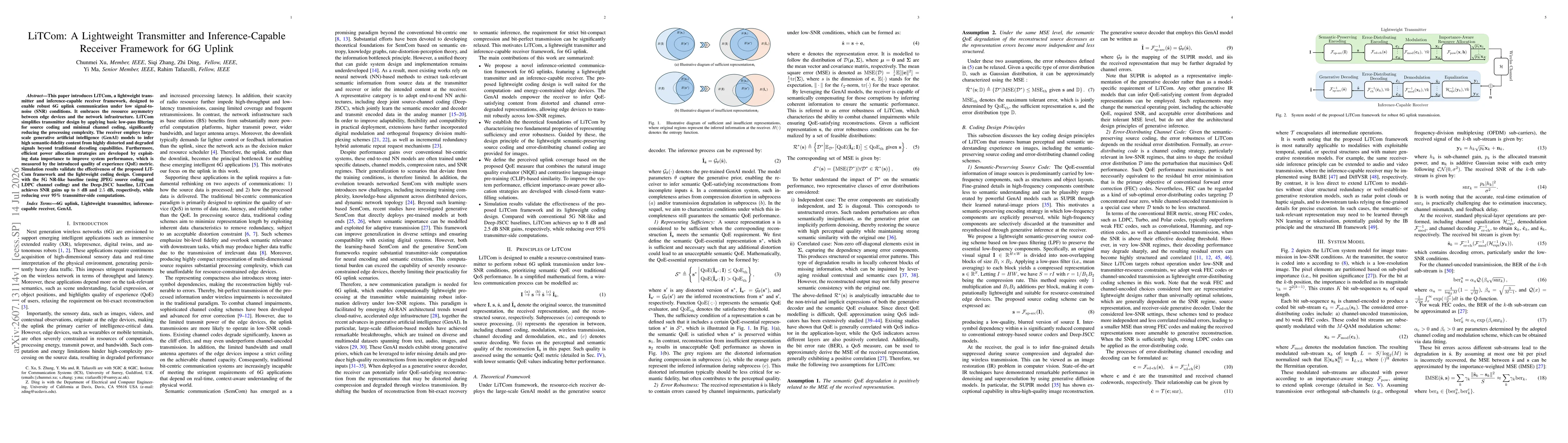 Thumbnail for LiTCom: A Lightweight Transmitter and Inference-Capable Receiver Framework for 6G Uplink