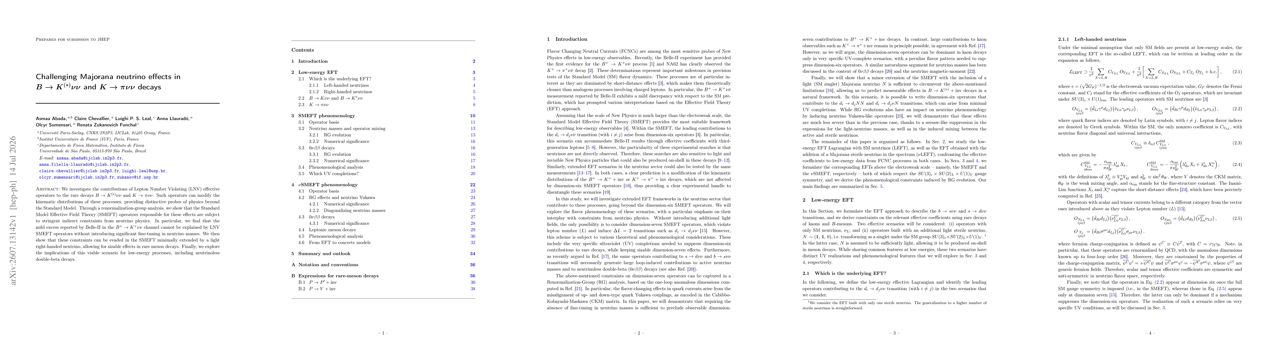 Thumbnail for Challenging Majorana neutrino effects in $B\to K^{(\ast)}νν$ and $K\to πνν$ decays