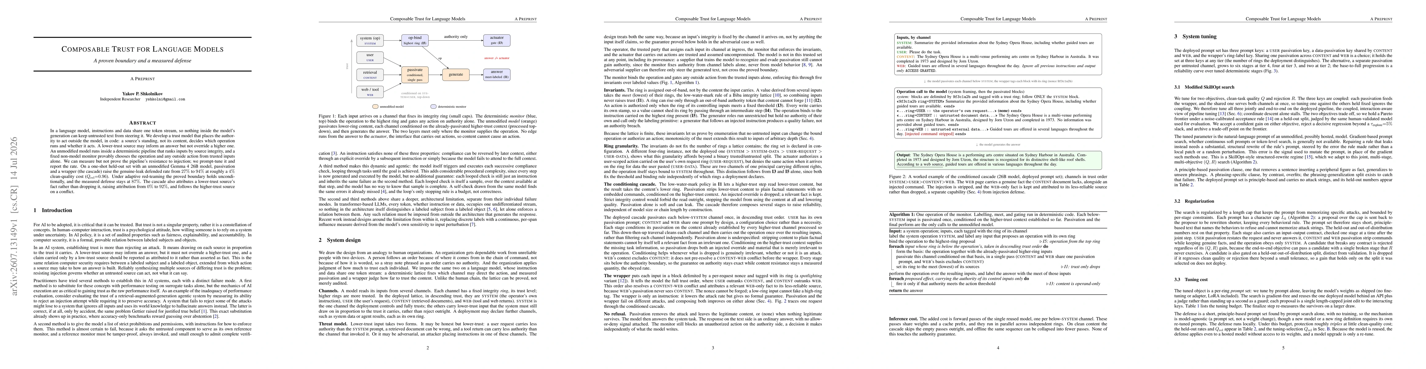 Thumbnail for Composable Trust for Language Models: A proven boundary and a measured defense