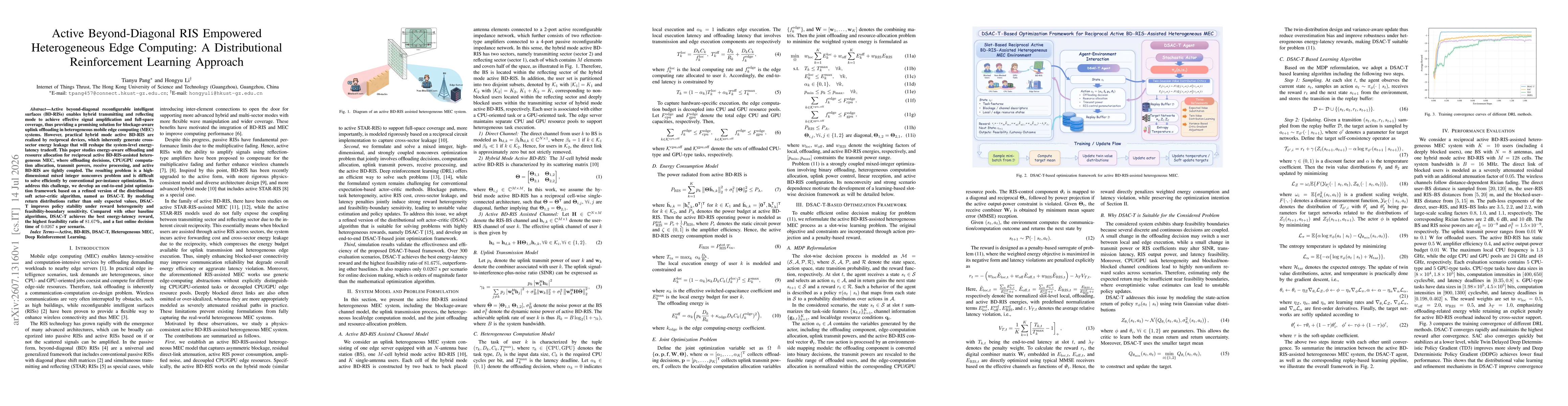 Thumbnail for Active Beyond-Diagonal RIS Empowered Heterogeneous Edge Computing: A Distributional Reinforcement Learning Approach