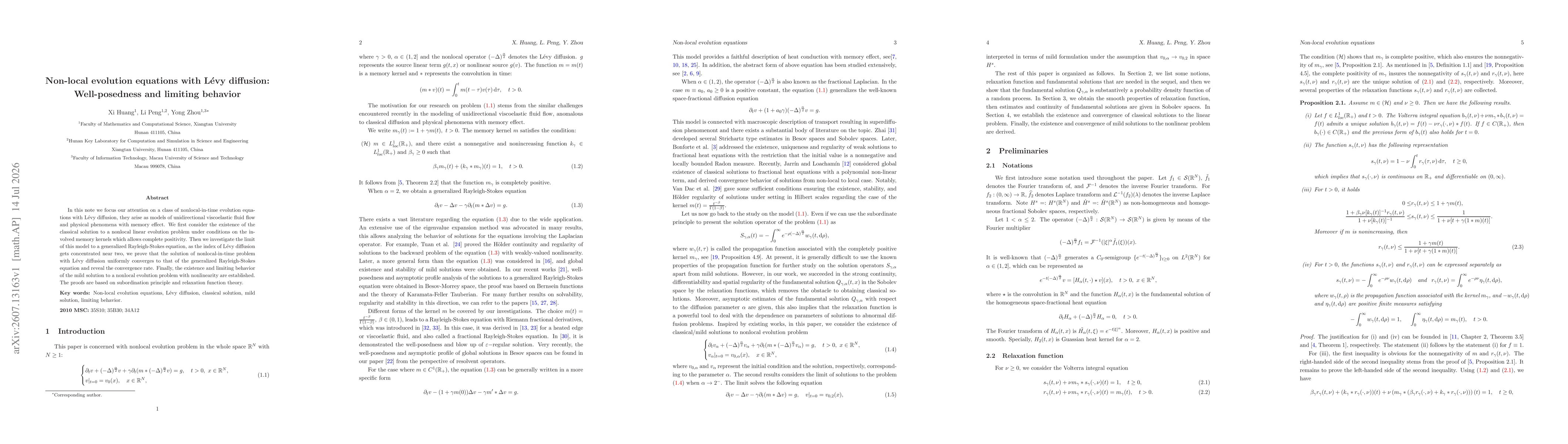 Thumbnail for Non-local evolution equations with Lévy diffusion: Well-posedness and limiting behavior