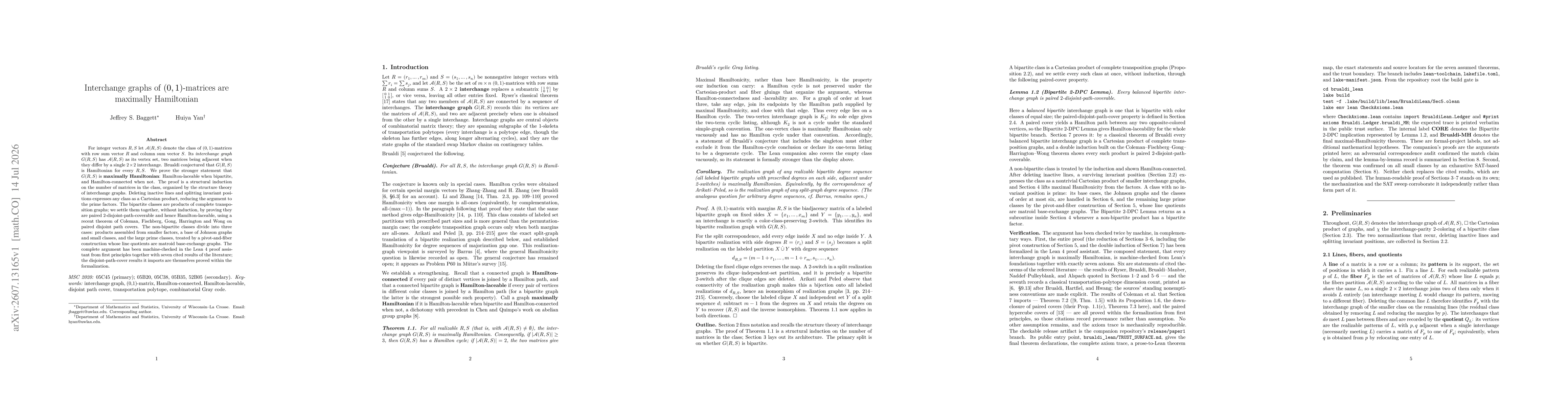 Thumbnail for Interchange graphs of (0,1)-matrices are maximally Hamiltonian