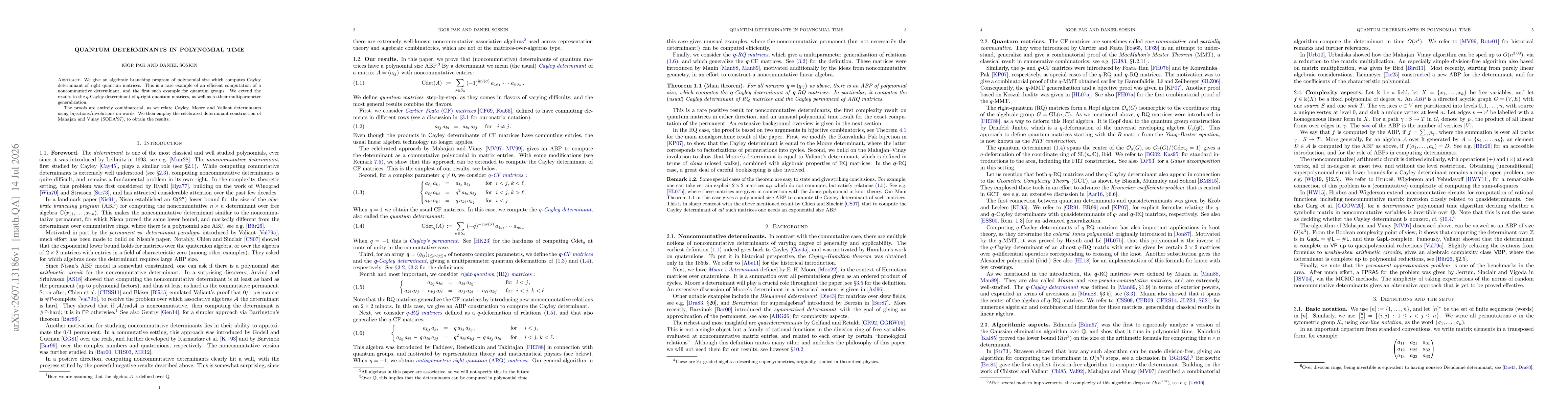 Thumbnail for Quantum determinants in polynomial time