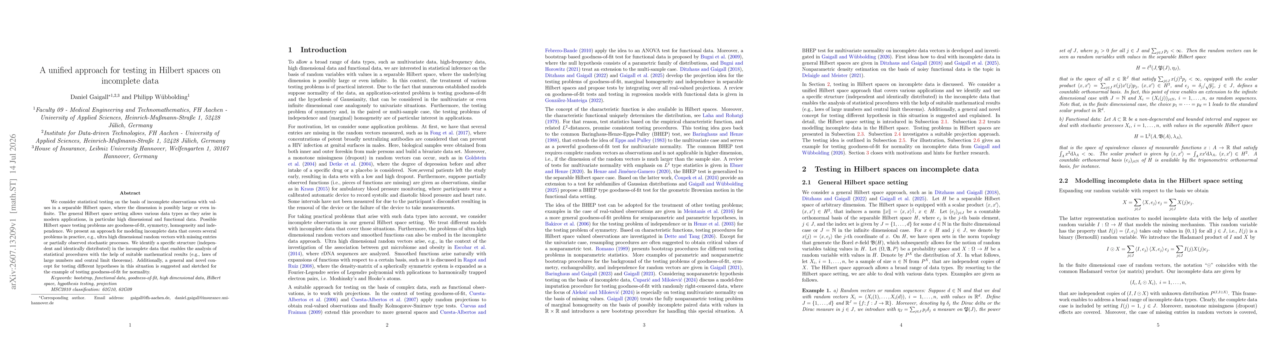Thumbnail for A unified approach for testing in Hilbert spaces on incomplete data