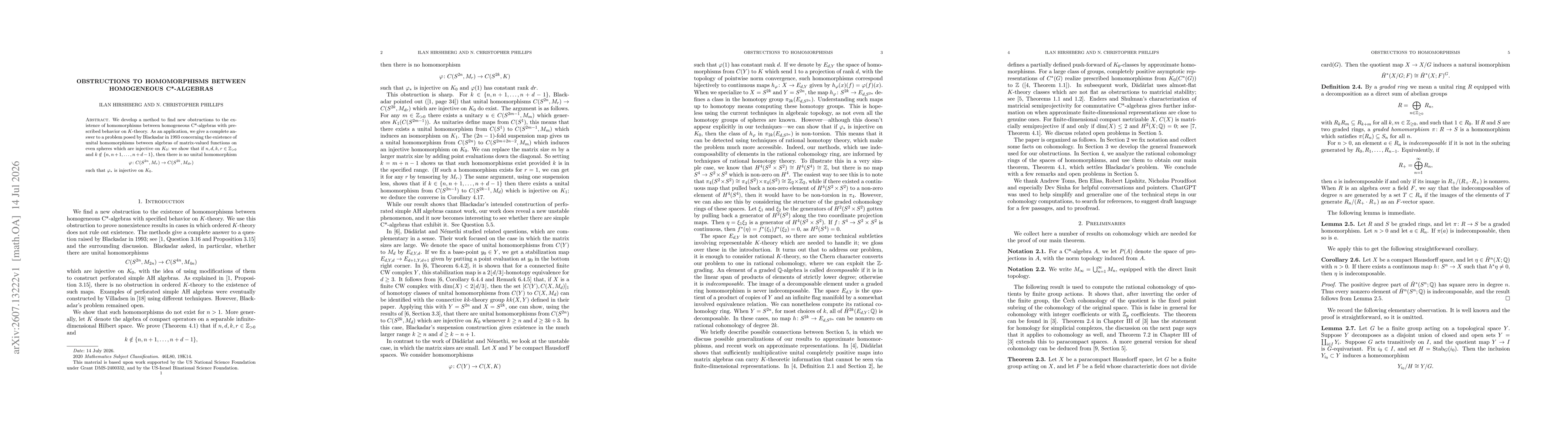Thumbnail for Obstructions to homomorphisms between homogeneous C*-algebras