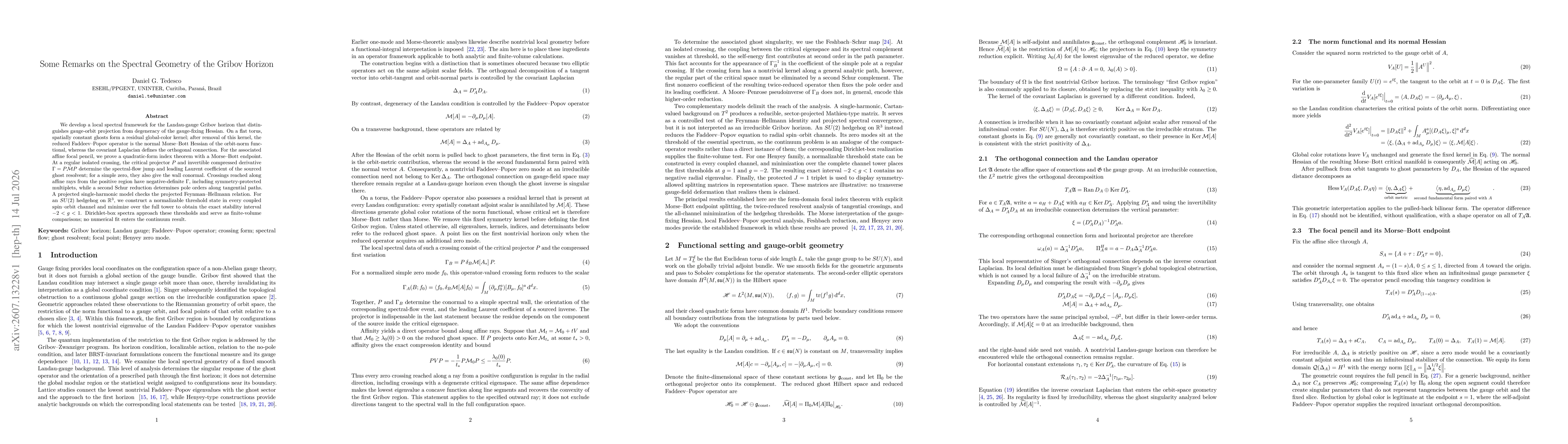 Thumbnail for Some Remarks on the Spectral Geometry of the Gribov Horizon