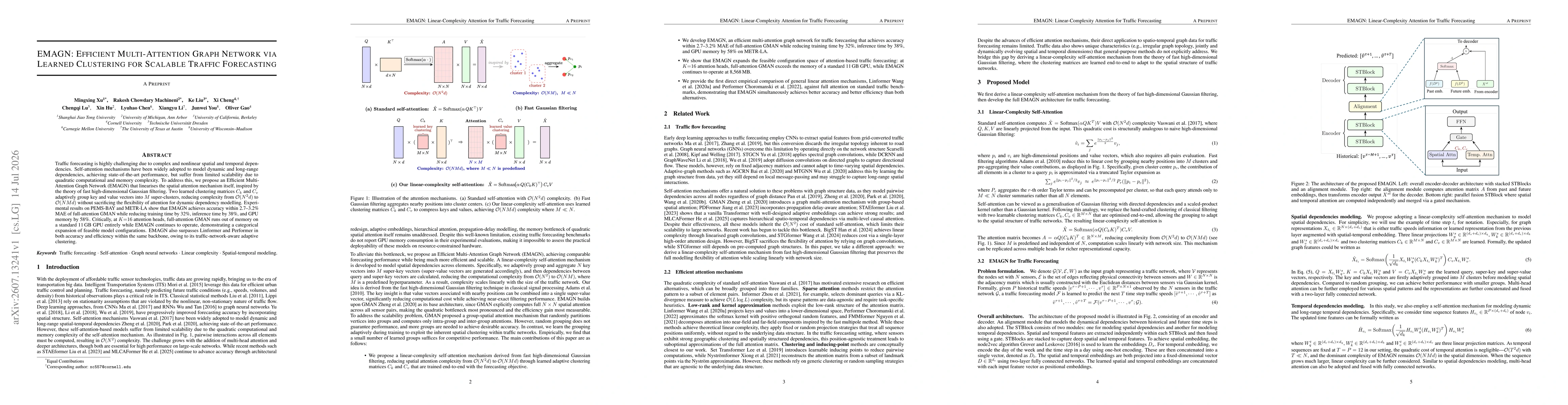 Thumbnail for EMAGN: Efficient Multi-Attention Graph Network via Learned Clustering for Scalable Traffic Forecasting
