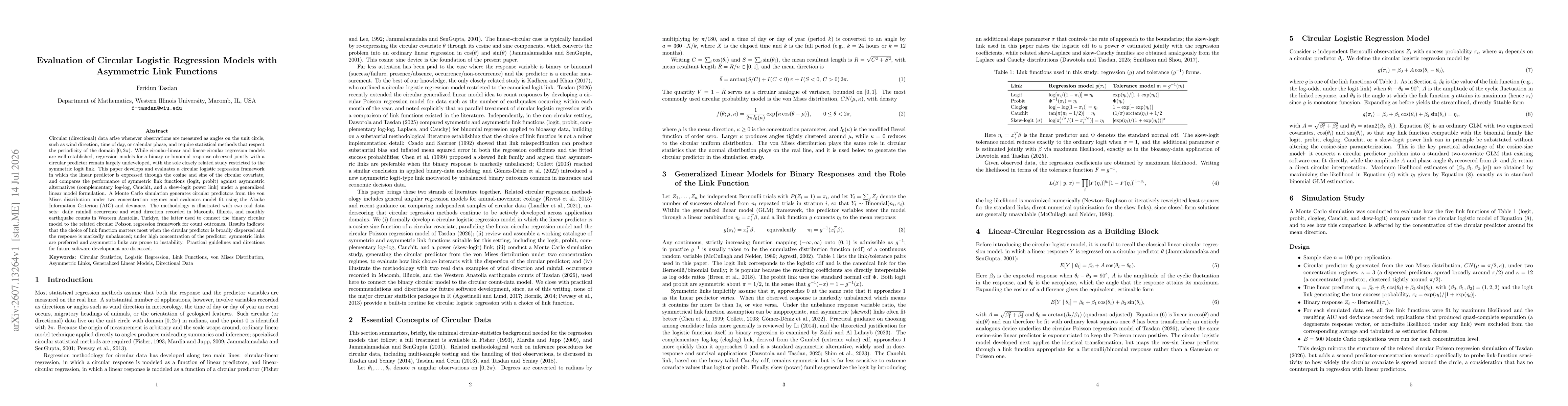 Thumbnail for Evaluation of Circular Logistic Regression Models with Asymmetric Link Functions