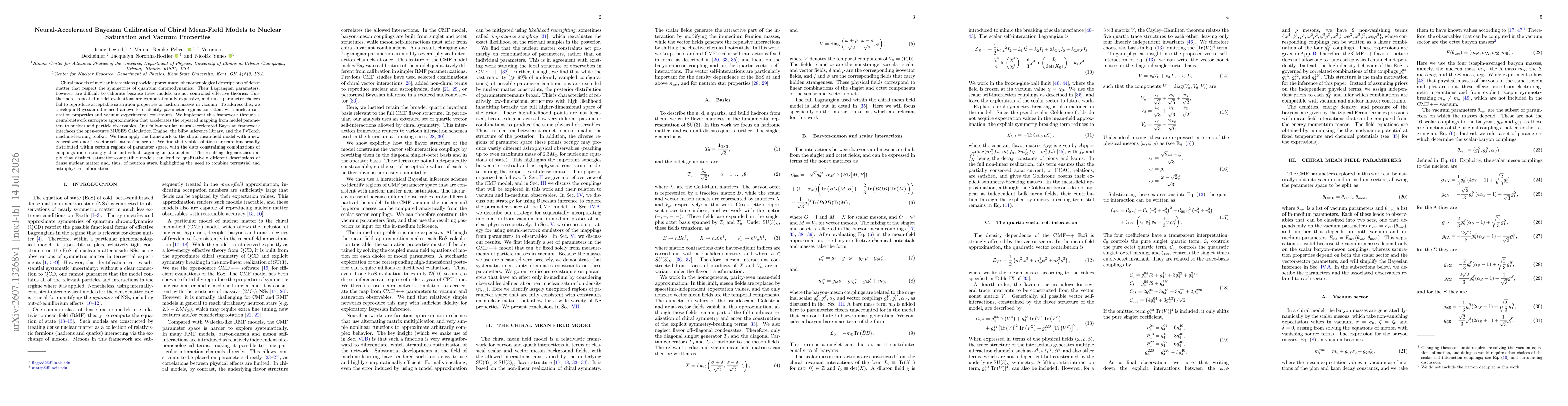 Thumbnail for Neural-Accelerated Bayesian Calibration of Chiral Mean-Field Models to Nuclear Saturation and Vacuum Properties