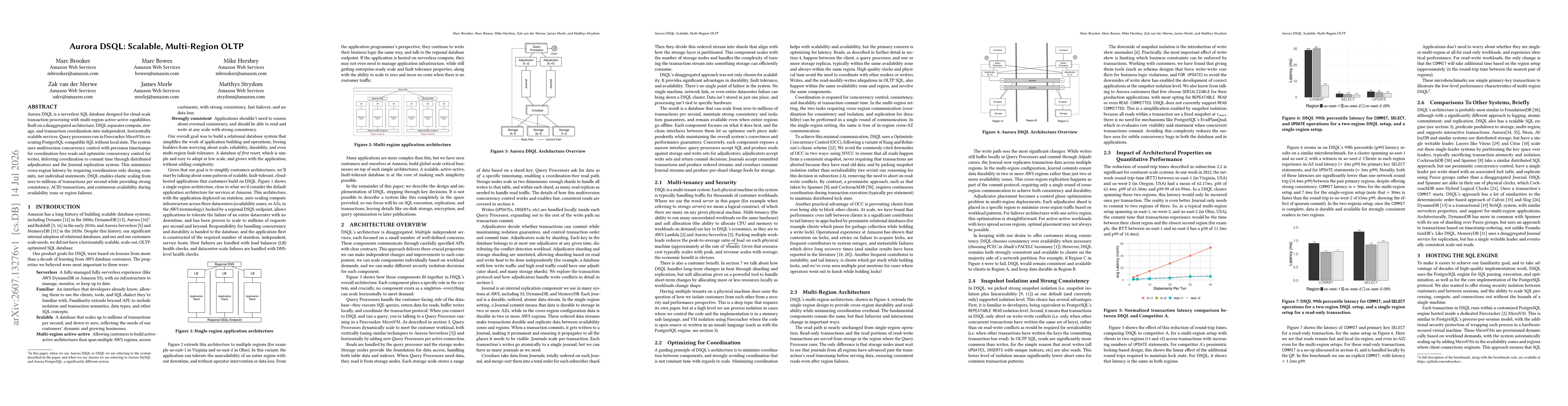 Thumbnail for Aurora DSQL: Scalable, Multi-Region OLTP