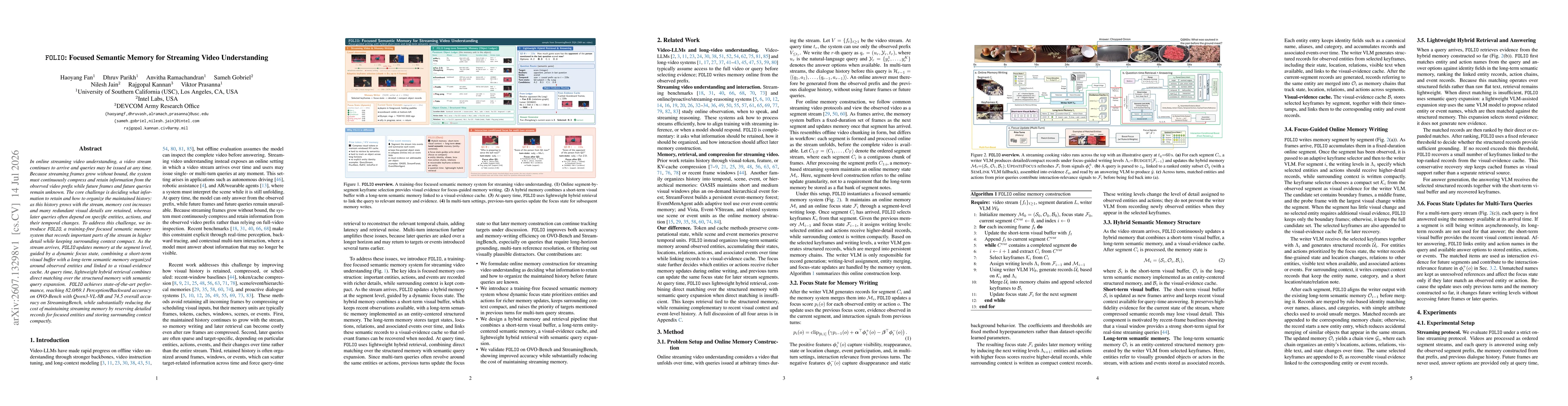 Thumbnail for FOLIO: Focused Semantic Memory for Streaming Video Understanding