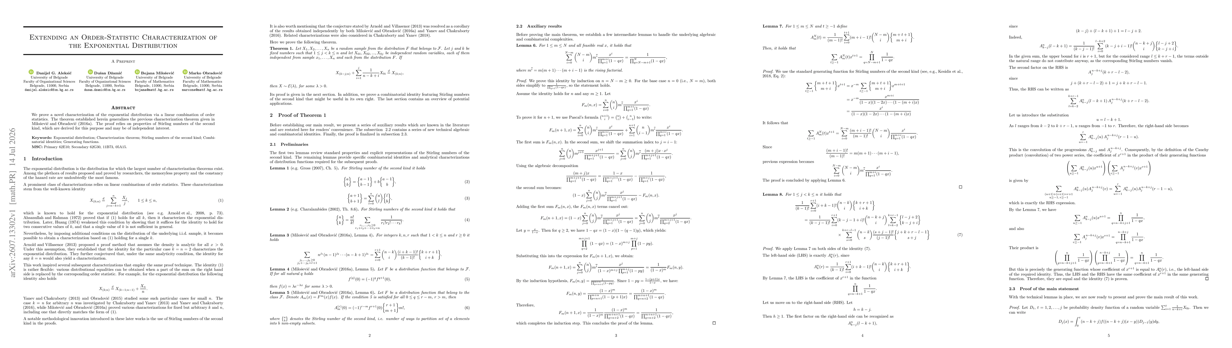 Thumbnail for Extending an Order-Statistic Characterization of the Exponential Distribution
