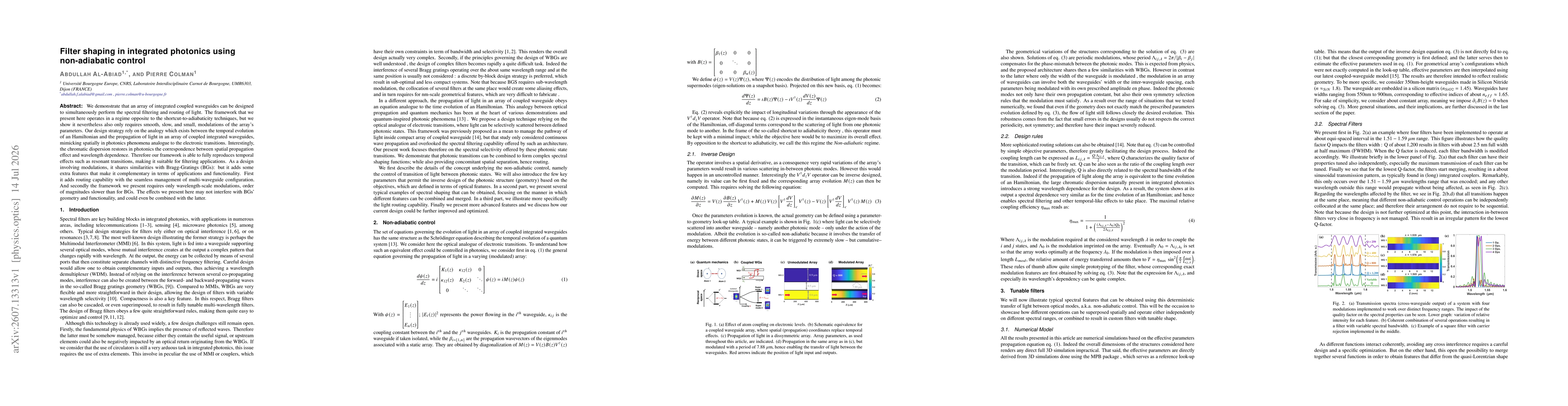 Thumbnail for Filter shaping in integrated photonics using non-adiabatic control