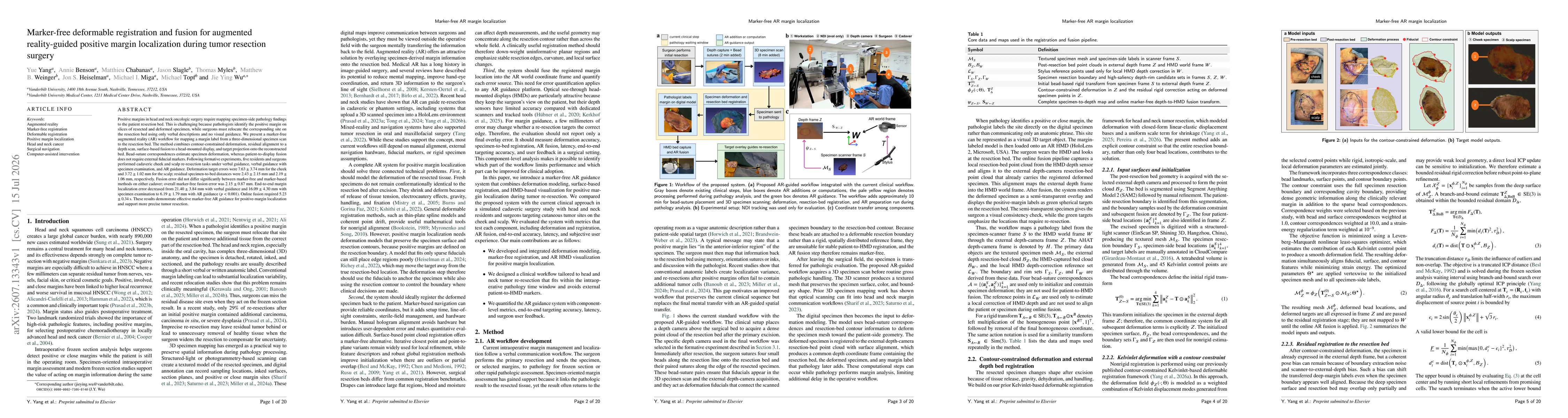 Thumbnail for Marker-free deformable registration and fusion for augmented reality-guided positive margin localization during tumor resection surgery