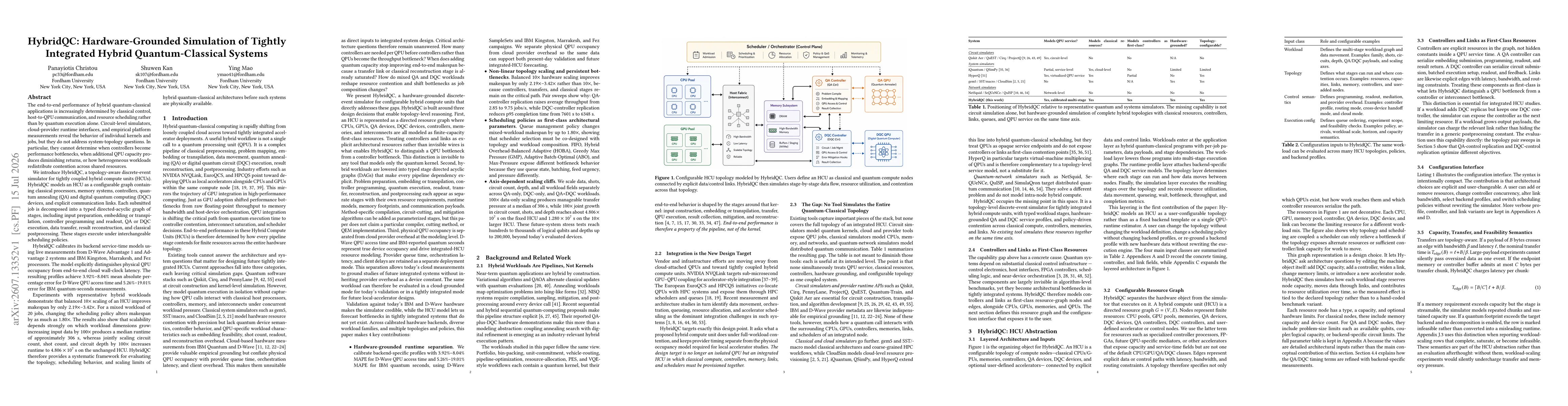 Thumbnail for HybridQC: Hardware-Grounded Simulation of Tightly Integrated Hybrid Quantum-Classical Systems