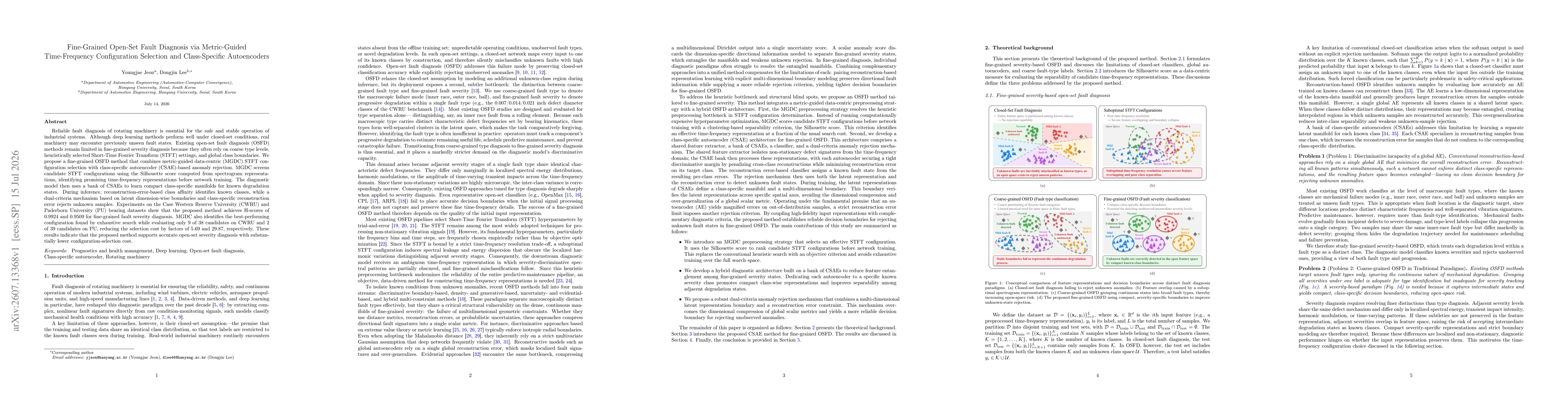 Thumbnail for Fine-Grained Open-Set Fault Diagnosis via Metric-Guided Time-Frequency Configuration Selection and Class-Specific Autoencoders