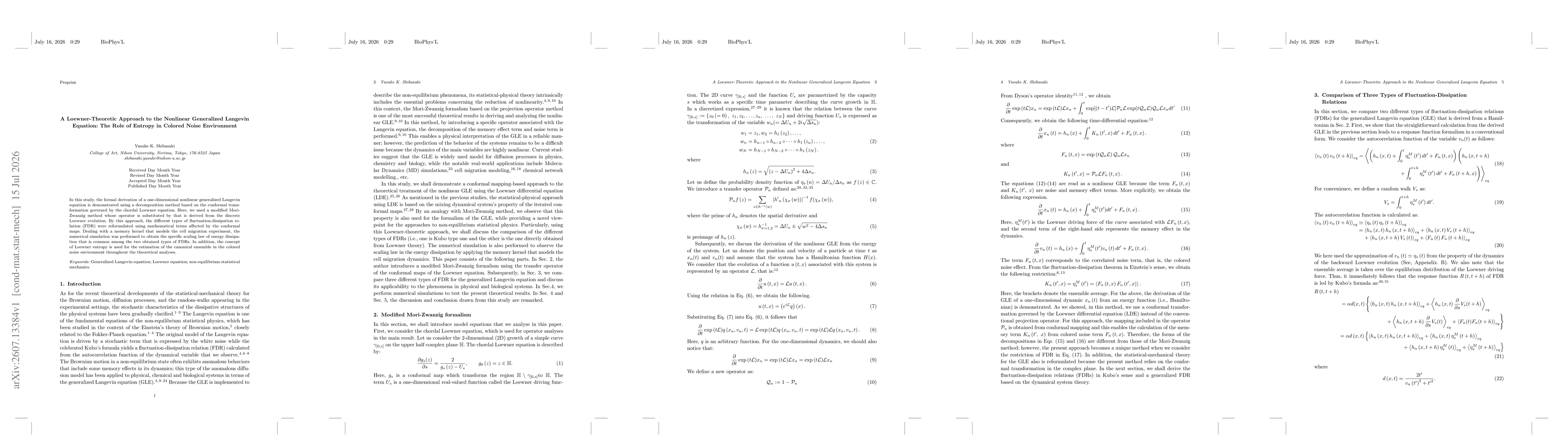 Thumbnail for A Loewner-Theoretic Approach to the Nonlinear Generalized Langevin Equation: The Role of Entropy in Colored Noise Environment