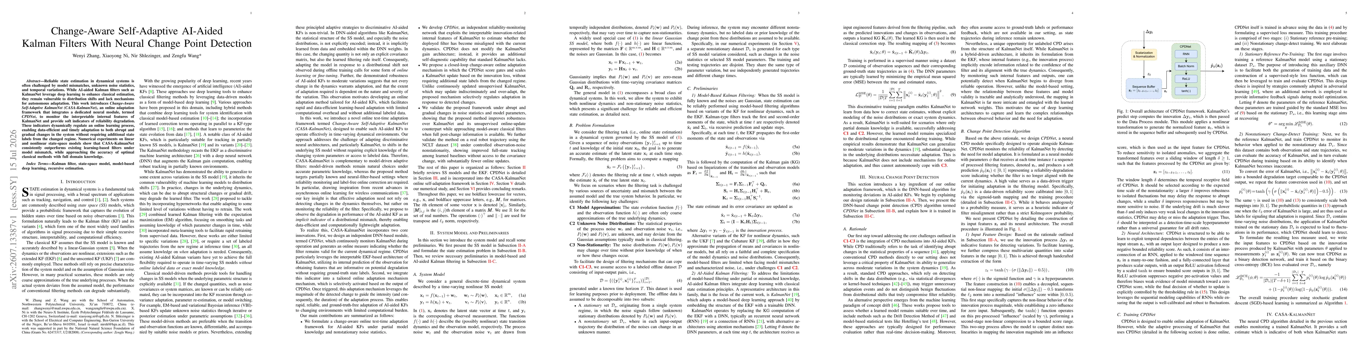 Thumbnail for Change-Aware Self-Adaptive AI-Aided Kalman Filters With Neural Change Point Detection