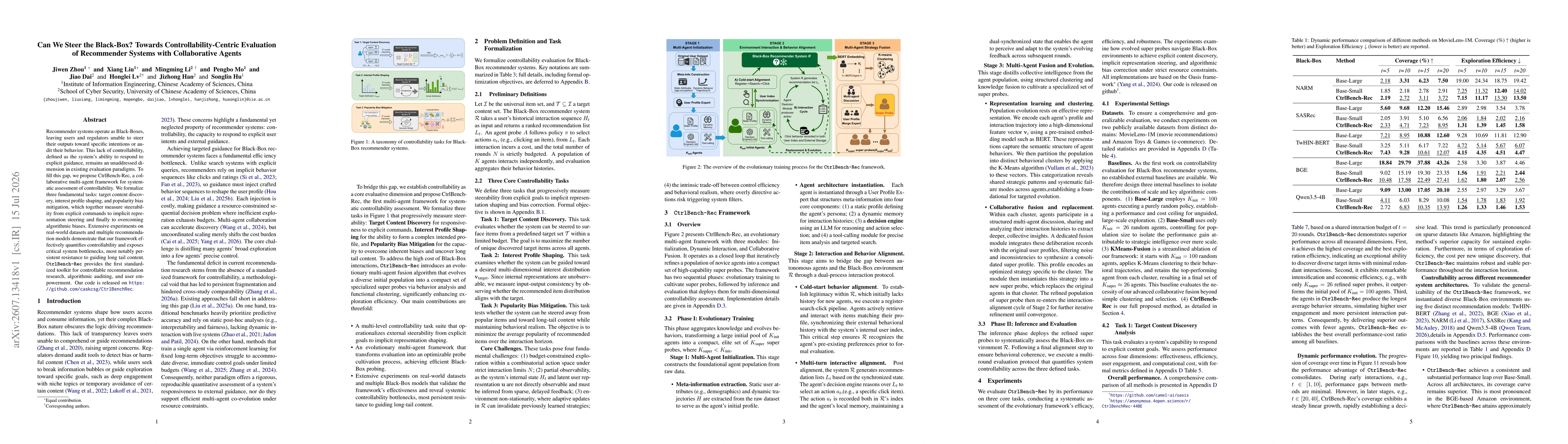 Thumbnail for Can We Steer the Black-Box? Towards Controllability-Centric Evaluation of Recommender Systems with Collaborative Agents