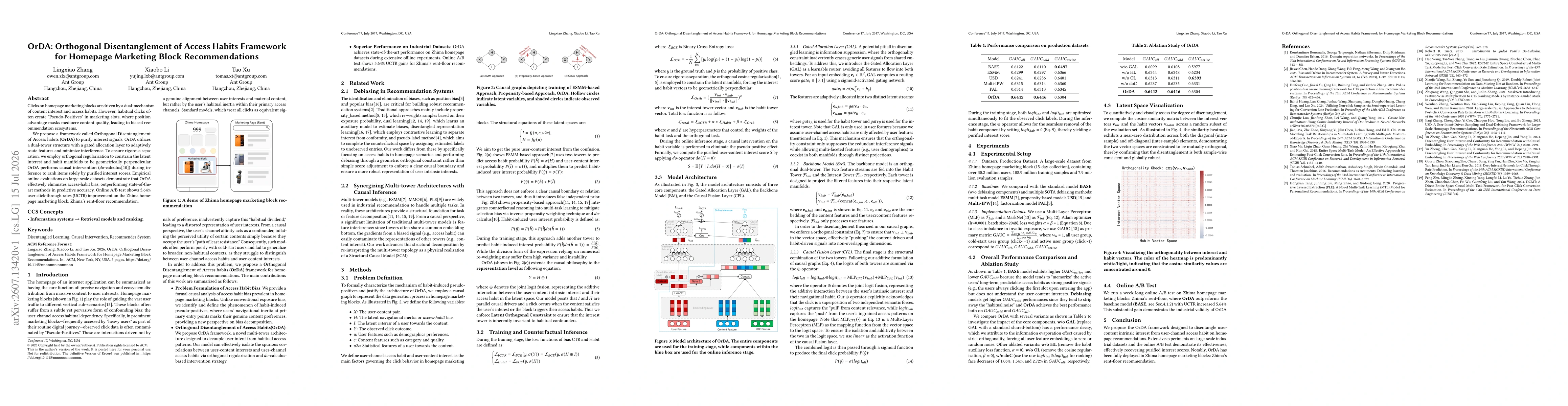 Thumbnail for OrDA: Orthogonal Disentanglement of Access Habits Framework for Homepage Marketing Block Recommendations