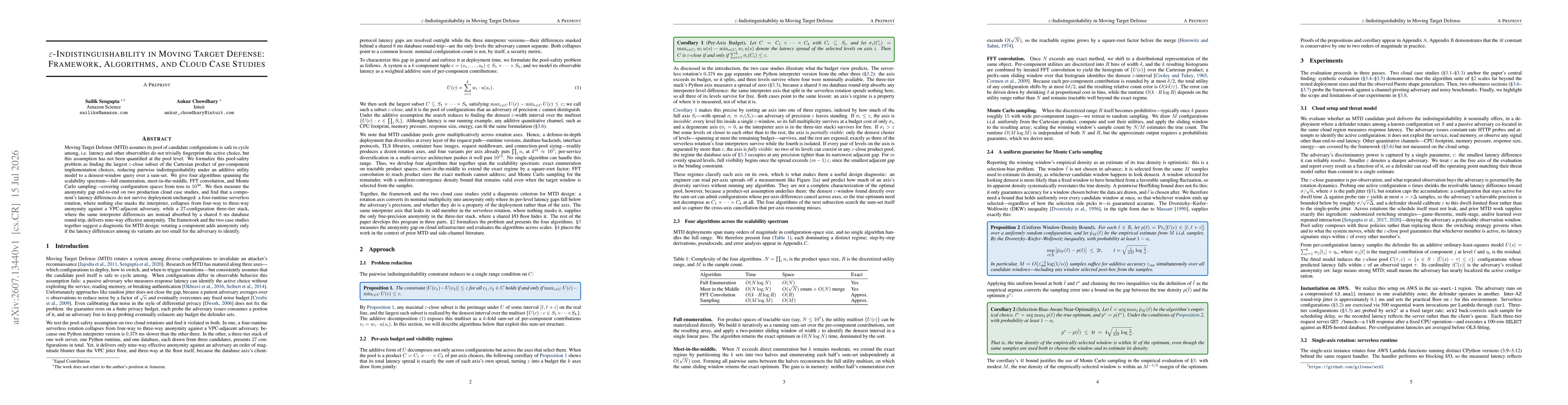 Thumbnail for ε-Indistinguishability In Moving Target Defense: Framework, Algorithms, And Cloud Case Studies