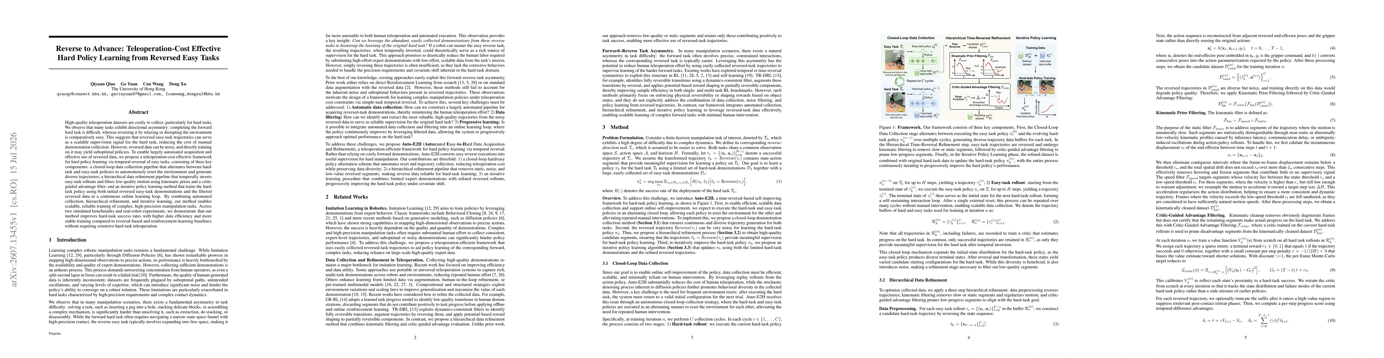 Thumbnail for Reverse to Advance: Teleoperation-Cost Effective Hard Policy Learning from Reversed Easy Tasks