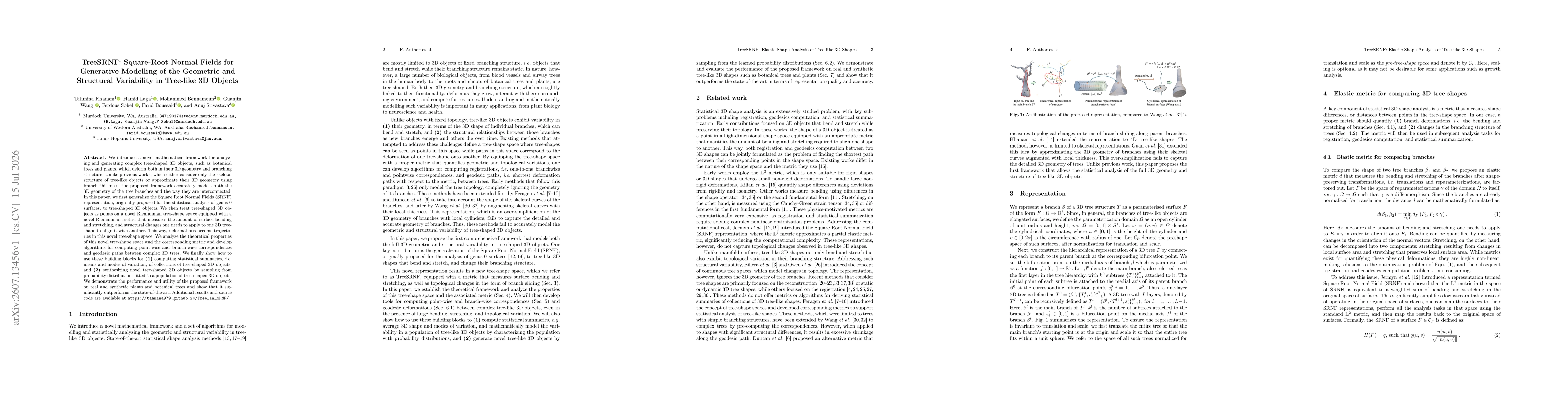 Thumbnail for TreeSRNF: Square-Root Normal Fields for Generative Modelling of the Geometric and Structural Variability in Tree-like 3D Objects