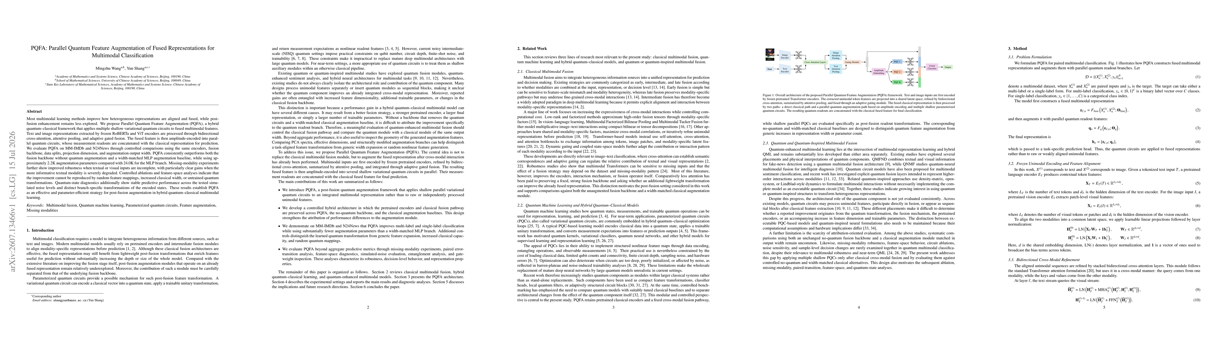 Thumbnail for PQFA: Parallel Quantum Feature Augmentation of Fused Representations for Multimodal Classification