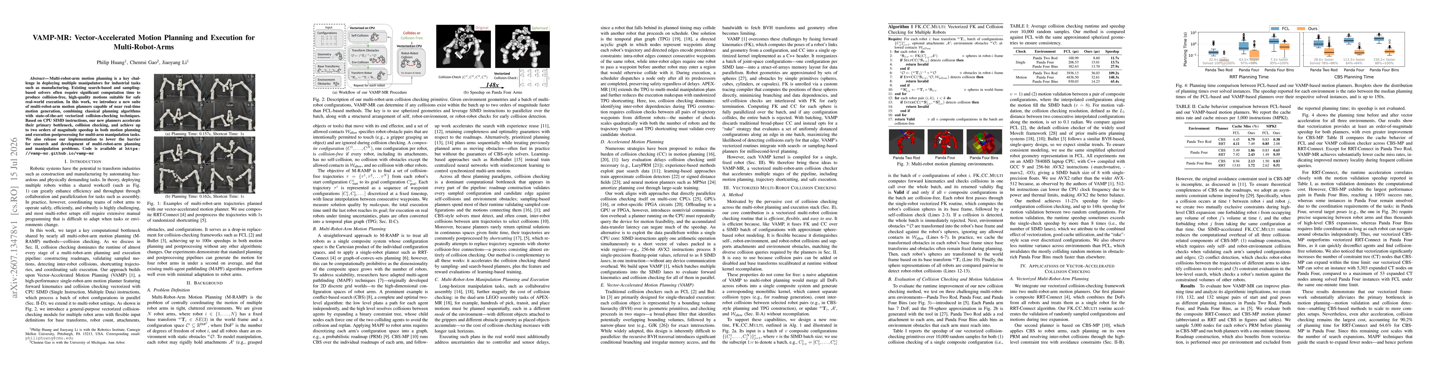 Thumbnail for VAMP-MR: Vector-Accelerated Motion Planning and Execution for Multi-Robot-Arms