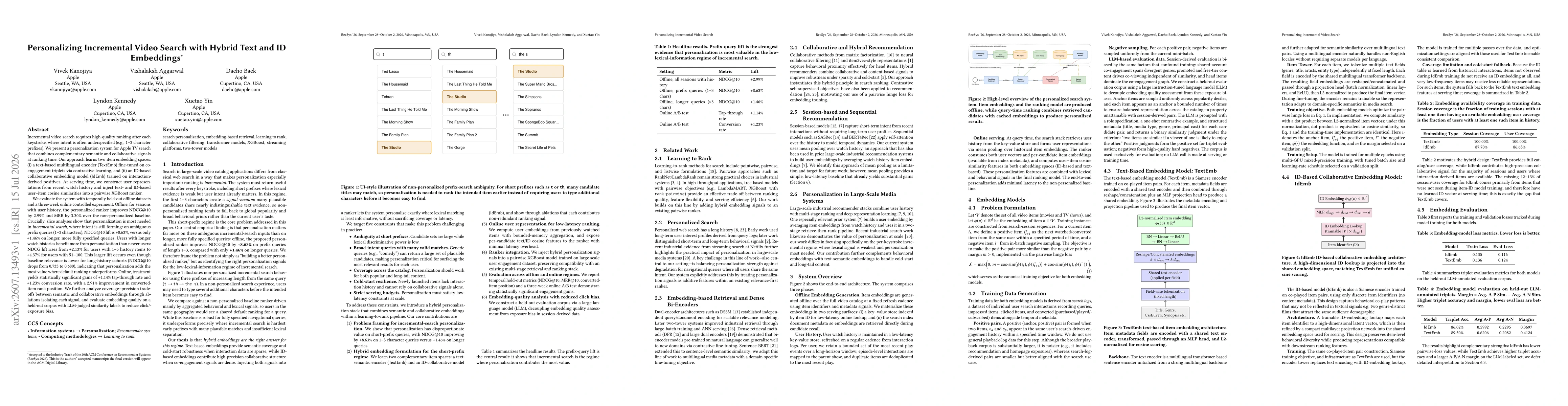 Thumbnail for Personalizing Incremental Video Search with Hybrid Text and ID Embeddings