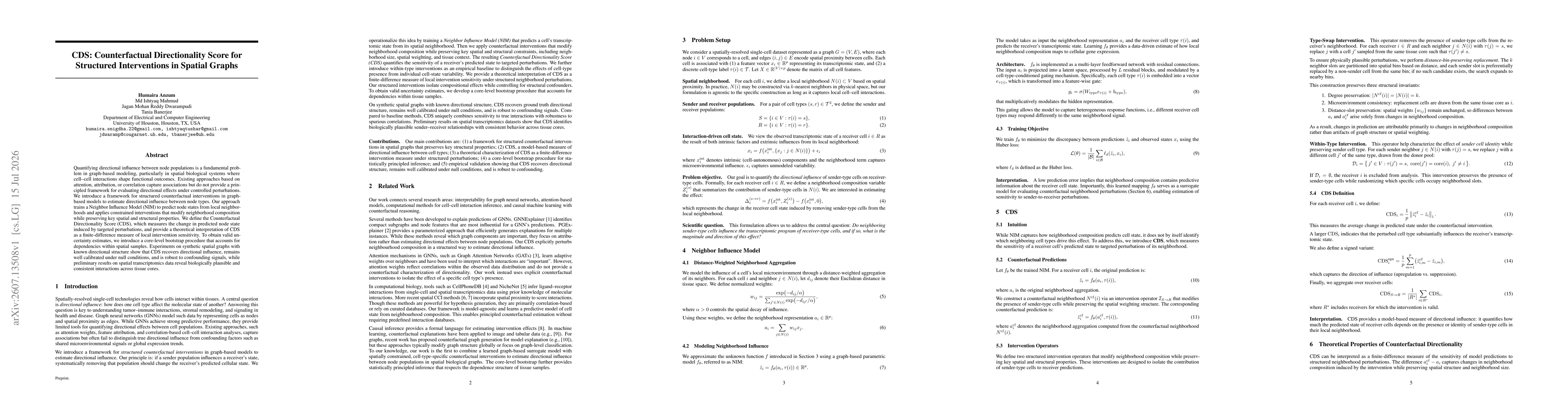 Thumbnail for CDS: Counterfactual Directionality Score for Structured Interventions in Spatial Graphs