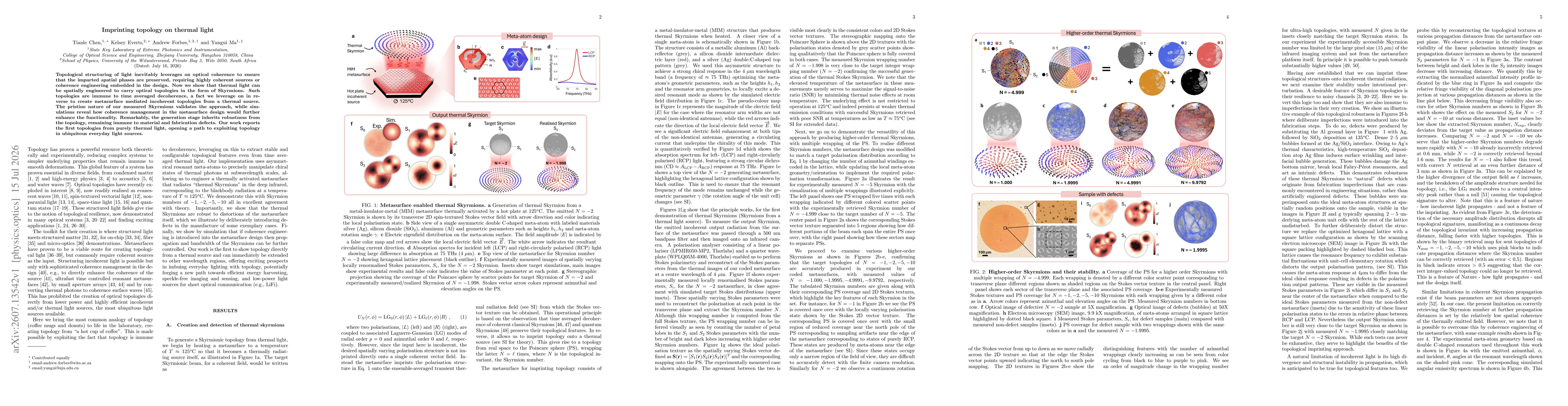 Thumbnail for Imprinting topology on thermal light