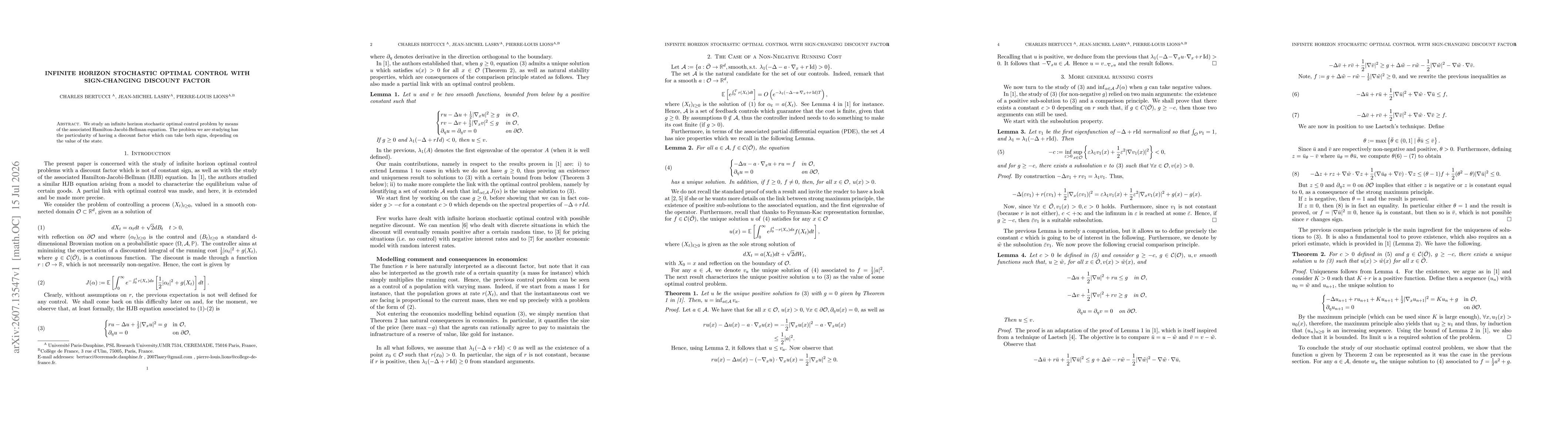 Thumbnail for Infinite horizon stochastic optimal control with sign-changing discount factor