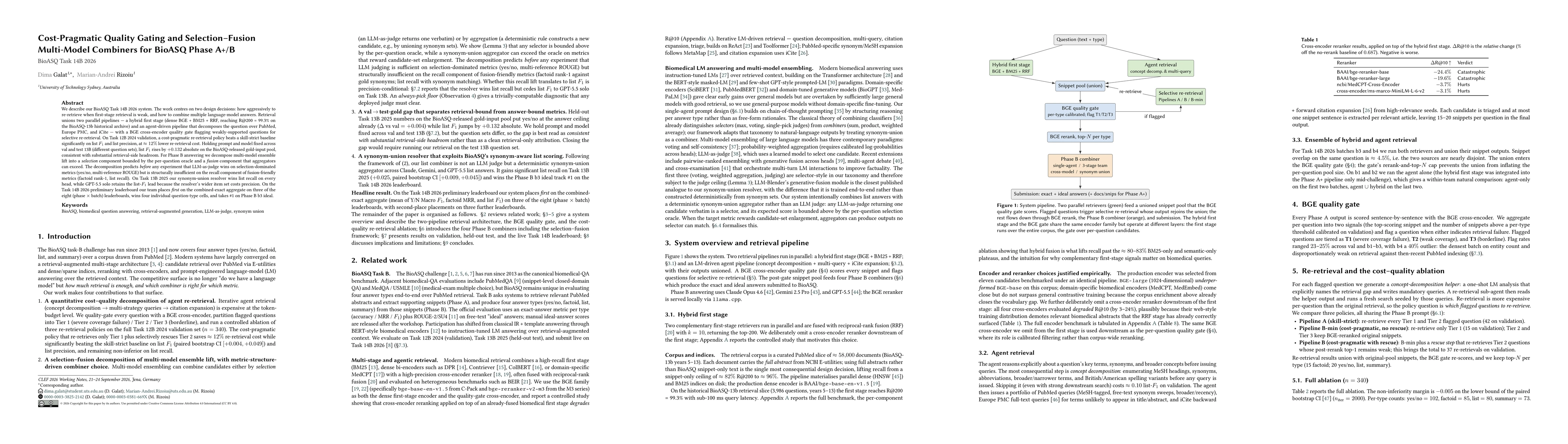 Thumbnail for Cost-Pragmatic Quality Gating and Selection-Fusion Multi-Model Combiners for BioASQ Phases A+ and B