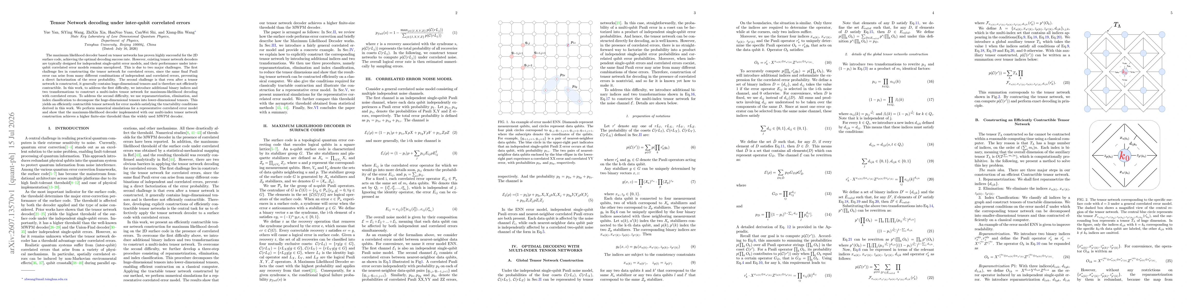 Thumbnail for Tensor Network decoding under inter-qubit correlated errors