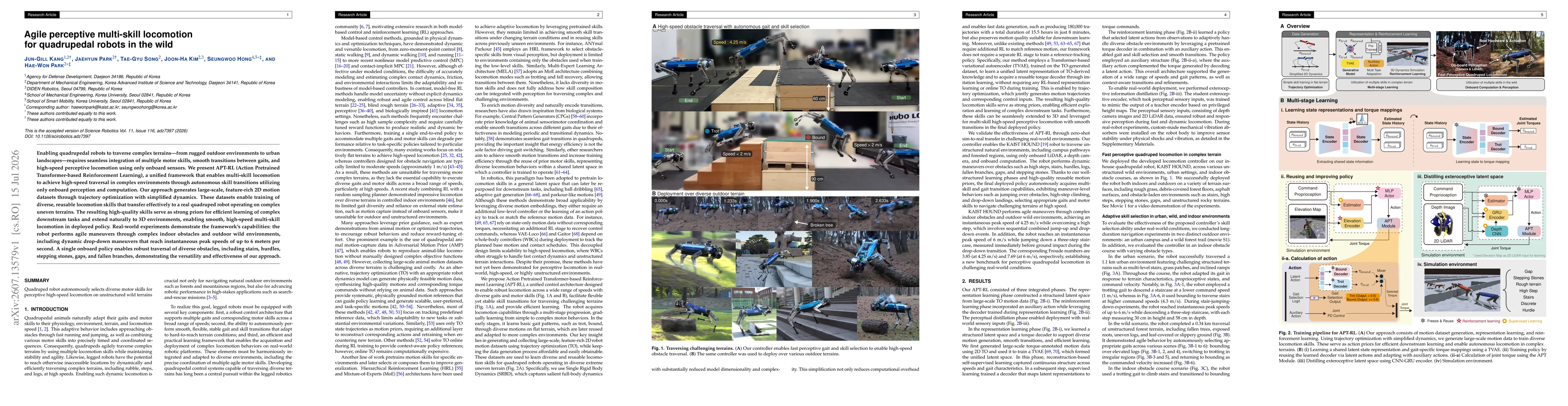 Thumbnail for Agile perceptive multi-skill locomotion for quadrupedal robots in the wild