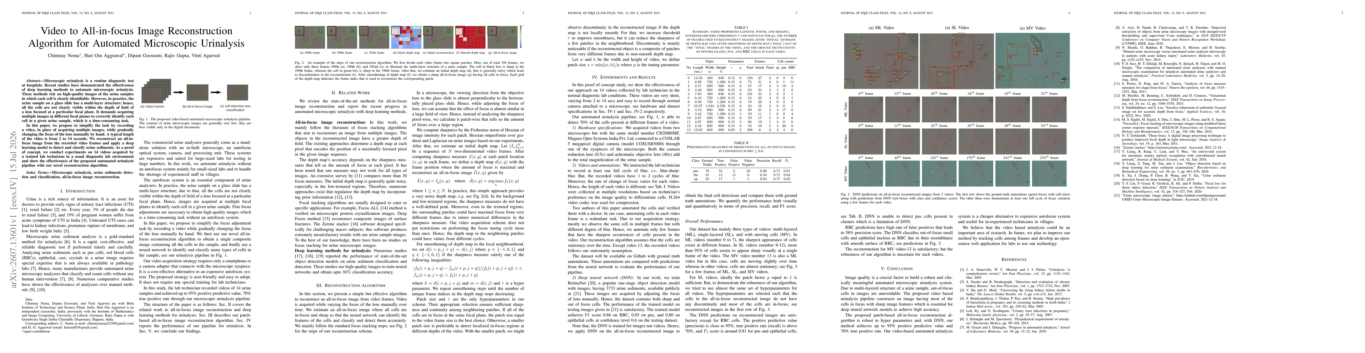 Thumbnail for Video to All-in-focus Image Reconstruction Algorithm for Automated Microscopic Urinalysis