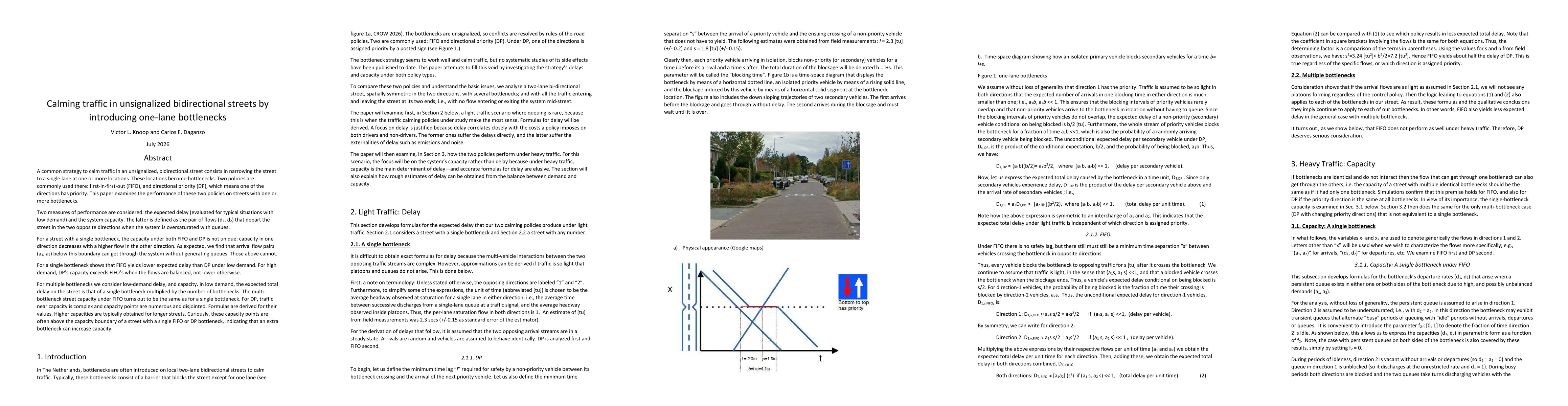 Thumbnail for Calming traffic in unsignalized bidirectional streets by introducing one-lane bottlenecks