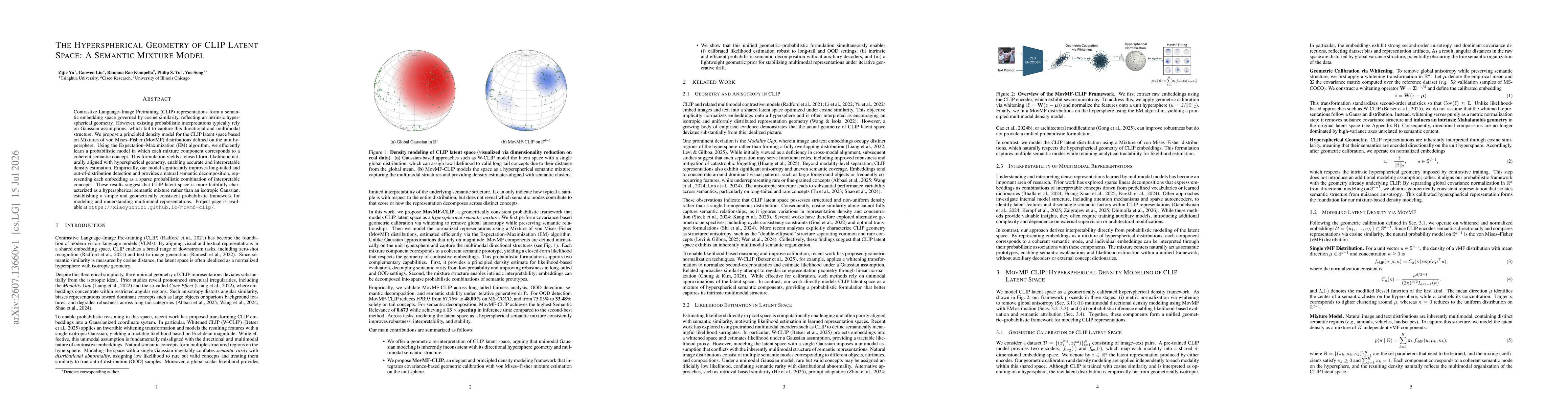 Thumbnail for The Hyperspherical Geometry of CLIP Latent Space: A Semantic Mixture Model