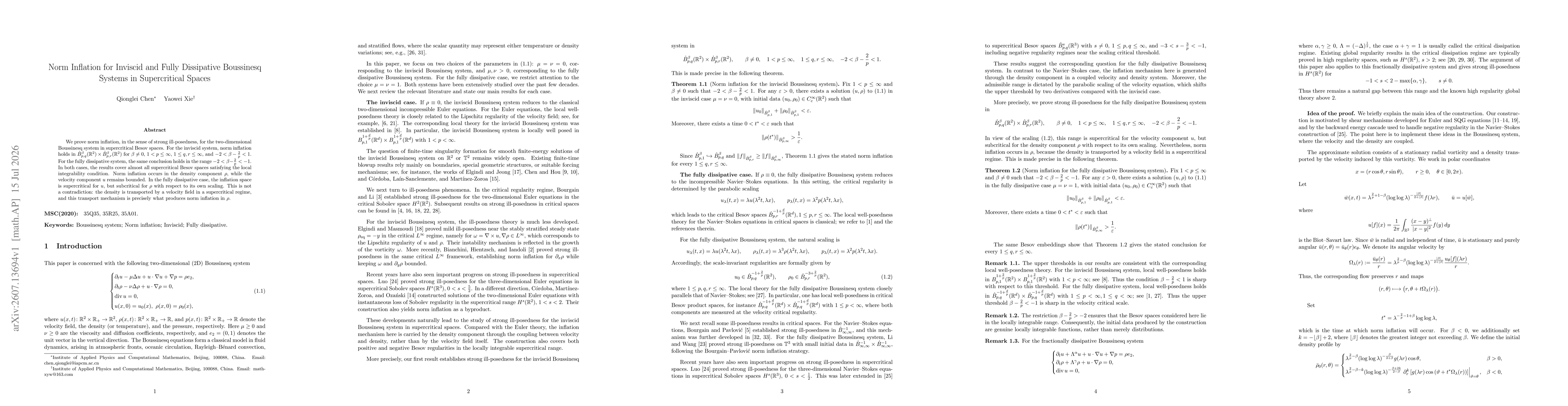 Thumbnail for Norm Inflation for Inviscid and Fully Dissipative Boussinesq Systems in Supercritical Spaces