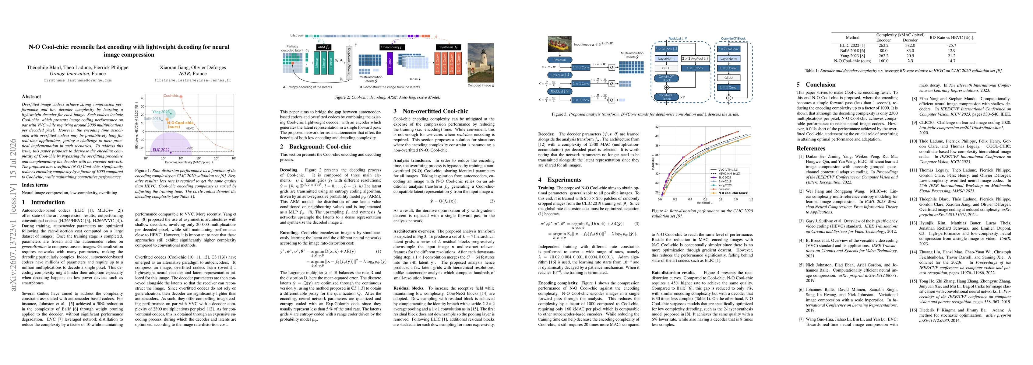 Thumbnail for N-O Cool-chic: reconcile fast encoding with lightweight decoding for neural image compression