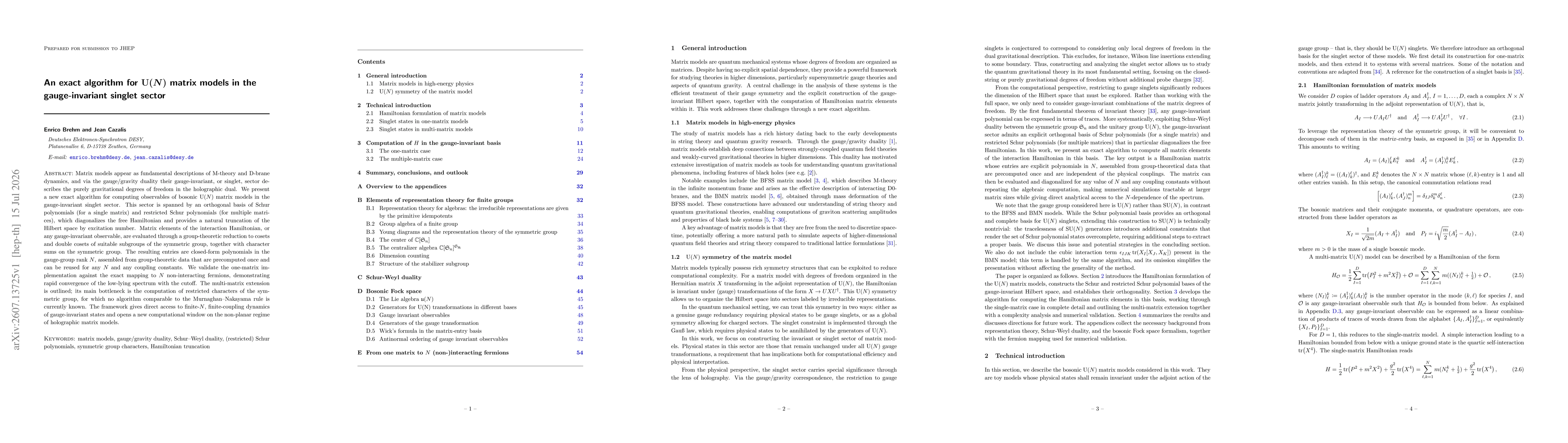 Thumbnail for An exact algorithm for U(N) matrix models in the gauge-invariant singlet sector