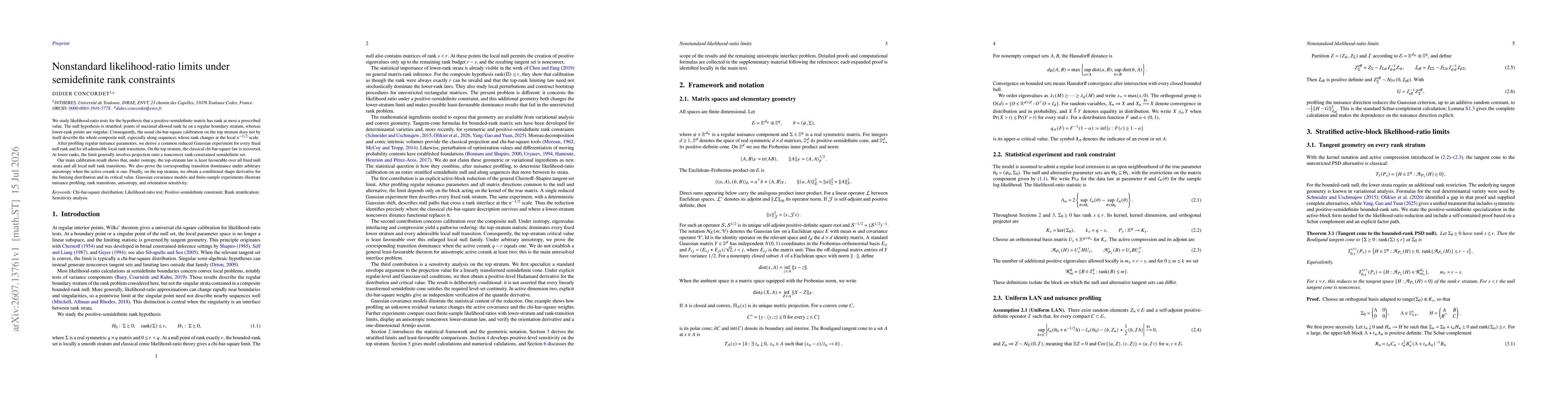 Thumbnail for Nonstandard likelihood-ratio limits under semidefinite rank constraints
