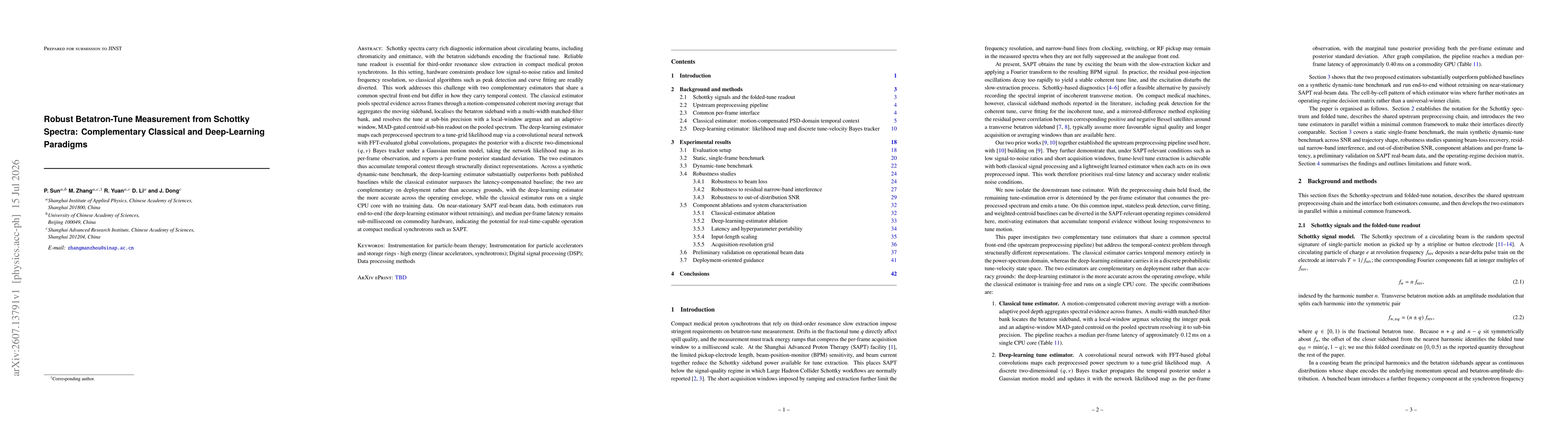 Thumbnail for Robust Betatron-Tune Measurement from Schottky Spectra: Complementary Classical and Deep-Learning Paradigms