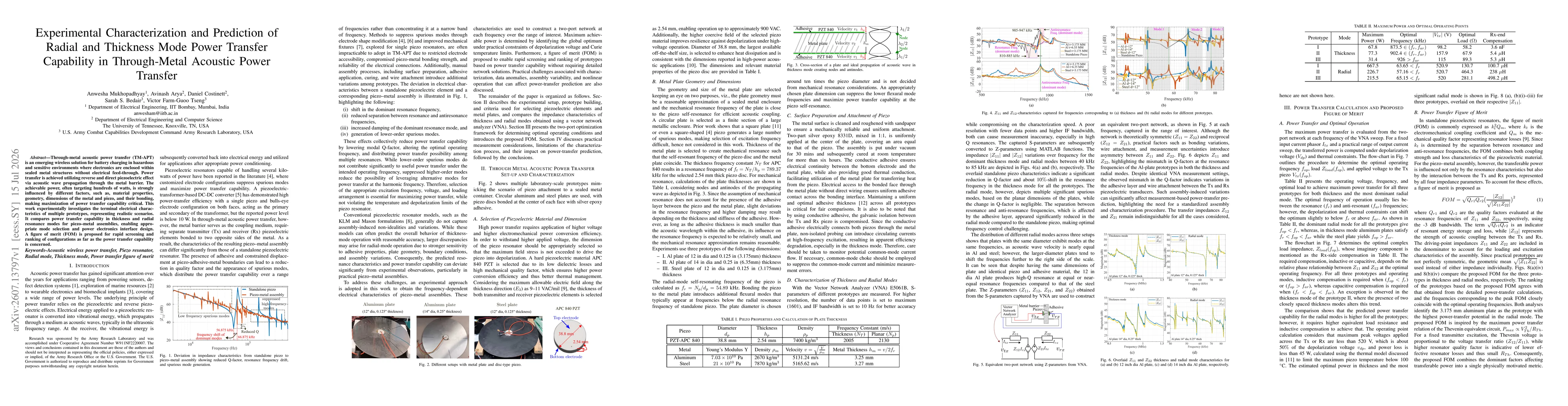 Thumbnail for Experimental Characterization and Prediction of Radial and Thickness Mode Power Transfer Capability in Through-Metal Acoustic Power Transfer
