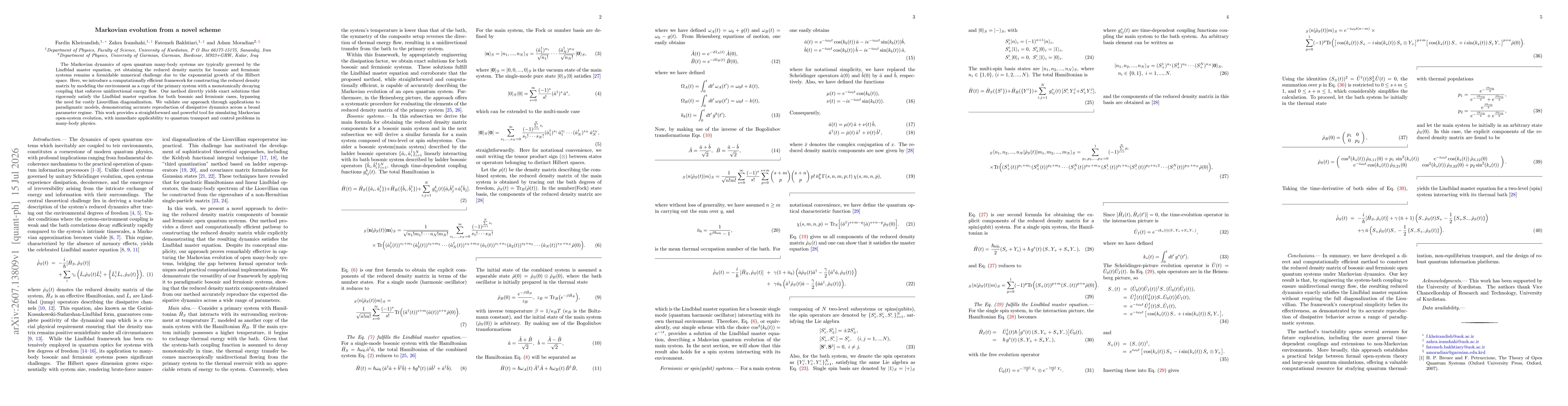 Thumbnail for Markovian evolution from a novel scheme
