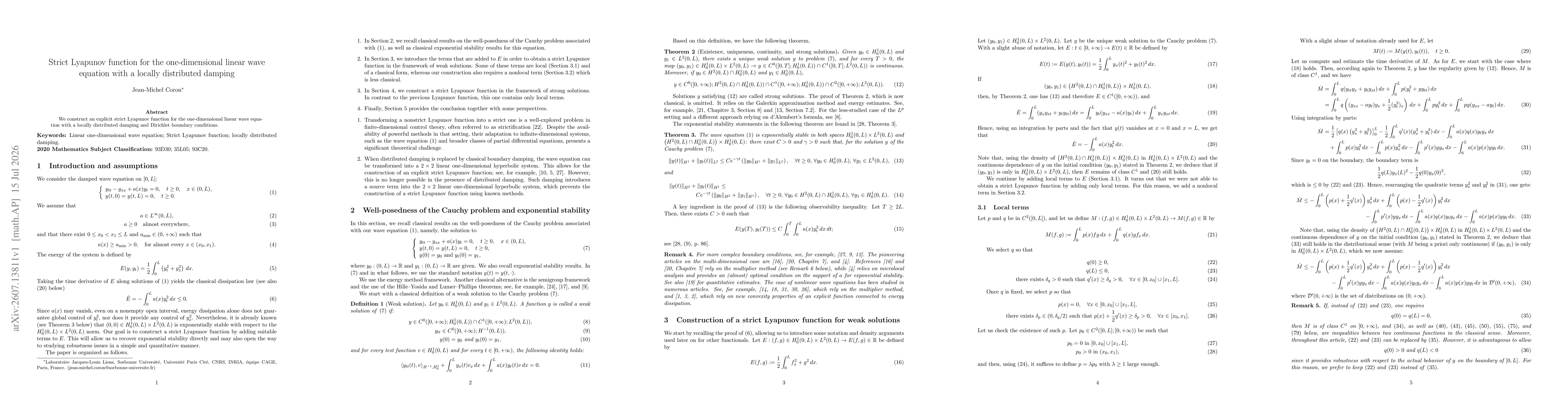 Thumbnail for Strict Lyapunov function for the one-dimensional linear wave equation with a locally distributed damping