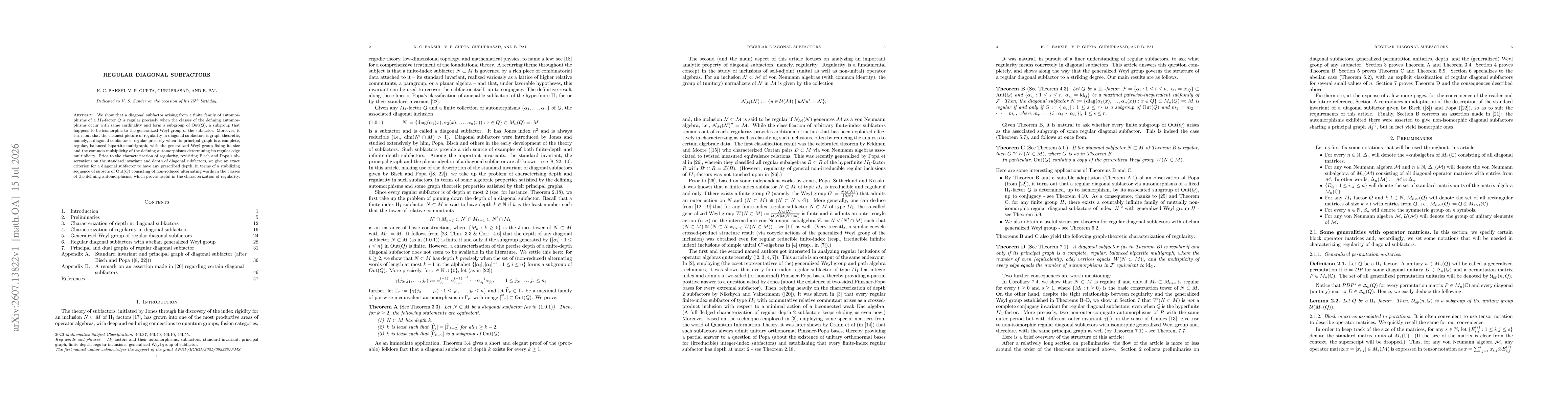 Thumbnail for Regular diagonal subfactors
