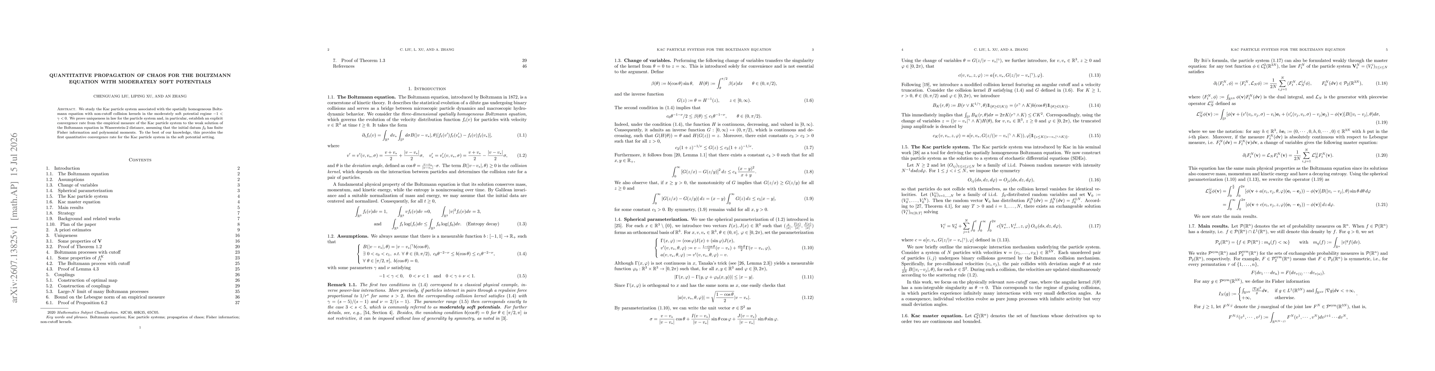 Thumbnail for Quantitative propagation of chaos for the Boltzmann equation with moderately soft potentials